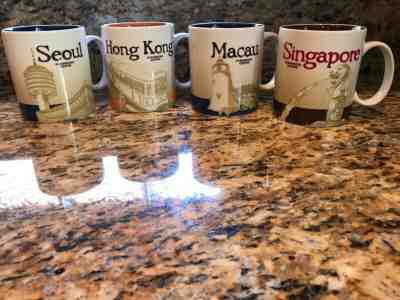 4 Starbucks Collector Series Mugs - Seoul, Hong Kong, Macau, Singapore 16 oz - Sold on eBay Jan, 27th 2019 for $60.00