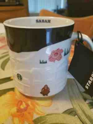 Starbucks Mug, Sabah, Maylasia, Black/White Relief Mug Cup 16 oz - Sold on eBay Dec, 12th 2018 for $40.00