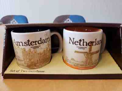 NEW!  Starbucks Global Icon Demitasse Mugs 3 oz. Amsterdam & Netherlands 2013 - Sold on eBay Feb, 7th 2019 for $50.00