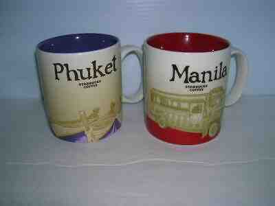 TWO STARBUCKS MUGS MANILA & PHUKET DESTINATION - Sold on eBay Feb, 10th 2019 for $25.00