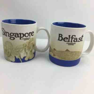 Starbucks Mugs Cups Belfast Singapore 16 Fl Oz Lot 2 - Sold on eBay Feb, 6th 2019 for $35.00