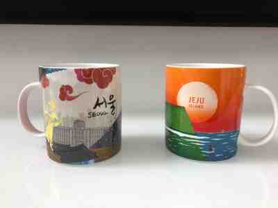 Starbucks mugs Korea 2014.  Jeju Island/ Seoul.  Limited Edition.  Brand new.  - Sold on eBay Dec, 24th 2018 for $29.00