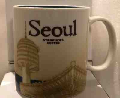 16 OZ STARBUCKS COFFEE MUG SEOUL COLLECTOR SERIES 2012 - BLUE - Sold on eBay Feb, 1st 2019 for $39.95