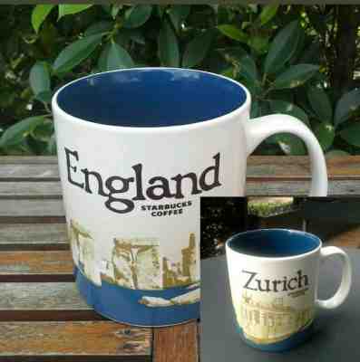 2 Starbucks Global City Icon Mugs 16 oz ENGLAND VER.3 & ZURICH - Sold on eBay Dec, 15th 2018 for $56.00