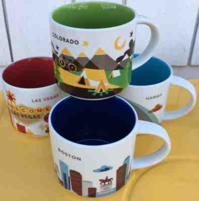 Starbucks Coffee Mugs YOU ARE HERE SERIES Hawaii Boston Las Vegas & Colorado  - Sold on eBay Feb, 9th 2019 for $45.00