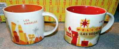 STARBUCKS YOU ARE HERE LOS ANGELES Las Vegas Mug GET Both MUGS Free Ship - Sold on eBay Feb, 13th 2019 for $33.30
