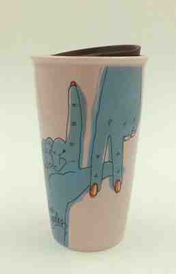 Starbucks LOS ANGELES Pink Blue Double-Walled Ceramic Tumbler Coffee Mug 12fl - Sold on eBay Feb, 11th 2019 for $40.00