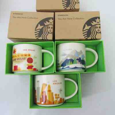 LOT Of 3: Starbucks Mugs Las Vegas + Los Angeles + Alaska 14 Oz. You Are Here - Sold on eBay Feb, 9th 2019 for $50.00