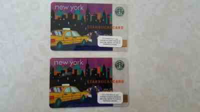 LOT of 2 Starbucks Card 2010 NYC New York City Taxi - Old Logo NEW Rare MINT  - Sold on eBay Feb, 13th 2019 for $9.99