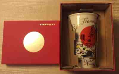 NIB Starbucks San Francisco Ceramic Tumbler Travel Mug Cup 12 Oz 2015