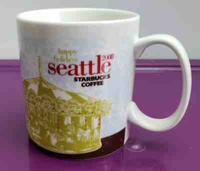 Rare Starbucks Coffee Seattle Happy holidays Winter Christmas Mug Collector 2008 - Sold on eBay Feb, 14th 2019 for $22.00