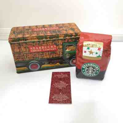 Starbucks Coffee Company Metal Tin Burlap Truck Seattle England Silver Crane - Sold on eBay Feb, 13th 2019 for $7.20