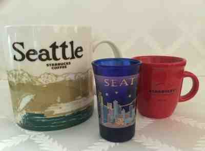 STARBUCKS 2011 Seattle City Ferry Salmon Mug, Red Abbey Demitasse Cup, Shot Glas - Sold on eBay Feb, 12th 2019 for $24.99