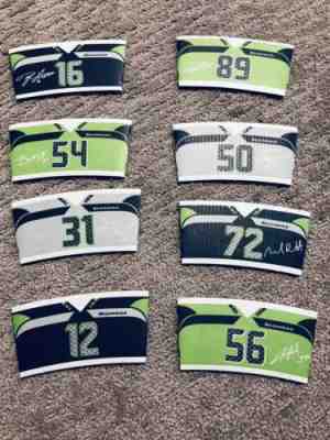 SEATTLE SEAHAWKS 2017 New Complete Set of 8 STARBUCKS COFFEE CUP SLEEVES  - Sold on eBay Feb, 11th 2019 for $19.98
