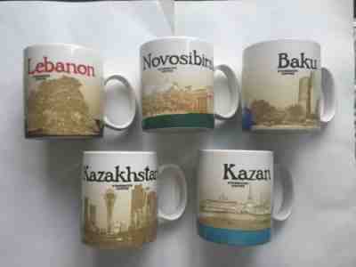 Set of 5 STARBUCKS icon mugs: Novo, Baku, Kazan, Lebanon, Kazakhstan. SKU