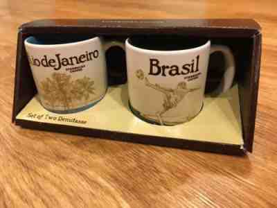2 Demitasse Starbucks City Mugs 3 oz BRAZIL & RIO DE JANEIRO Discontinued - Sold on eBay Jan, 7th 2019 for $20.00