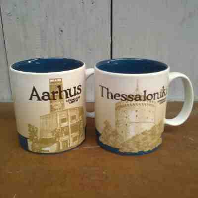 2 Original Starbucks City Mugs 16 oz Aarhus & Thessaloniki Series 2016-2017 - Sold on eBay Jan, 16th 2019 for $60.00