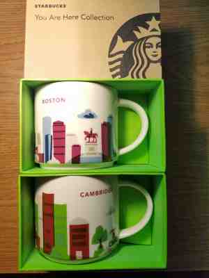 STARBUCKS Boston & Cambridge YAH You Are Here 14oz Mugs RETIRED - NEW IN BOX - Sold on eBay Dec, 4th 2018 for $48.00