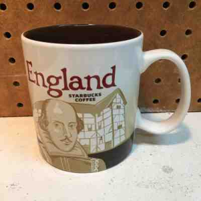 Starbucks England Icon Mug MIC Shakespeare Globe Brown Dover Cliffs Cup Coffee - Sold on eBay Nov, 23rd 2018 for $20.00