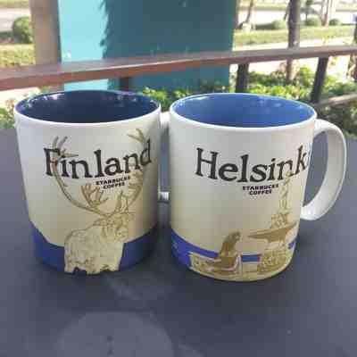 2 Original Starbucks City Mugs 16 oz Finland & Helsinki Series 2016 Discontinued