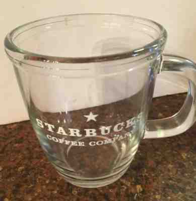 Starbucks Coffee Company Clear Glass White Letters Mug  With Star 20 oz NICE - Sold on eBay Feb, 13th 2019 for $12.99