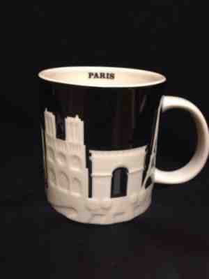 Starbucks Paris Mug Relief Black Notre Dame Louvre Eiffel Tower Arc Seine White - Sold on eBay Jan, 25th 2019 for $64.99