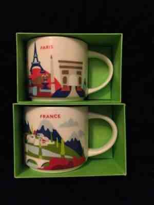 Starbucks Paris France YAH Mug Set Wine Eiffel Tower Baguette Cup You Are Here - Sold on eBay Jan, 17th 2019 for $98.98