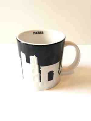 Starbucks PARIS Relief Black White Mug EIFFEL TOWER L’ARC DE TRIOMPHE FRANCE - Sold on eBay Dec, 5th 2018 for $35.00