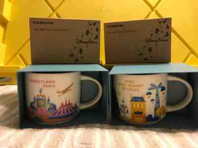 STARBUCKS YAH ~ Disneyland Paris & Parc Walt Disney Studio MUGS Set You Are Here - Sold on eBay Dec, 12th 2018 for $86.00
