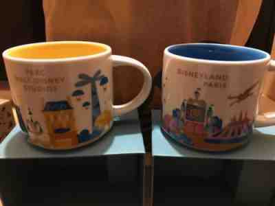 Starbucks Disneyland Paris + Parc Walt Disney Studio You Are Here YAH Mug Set - Sold on eBay Dec, 5th 2018 for $115.00