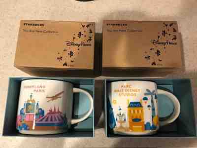 Disneyland Paris Starbucks Mugs You Are Here YAH Coffee Mug Set New Disney Parks - Sold on eBay Nov, 23rd 2018 for $119.99