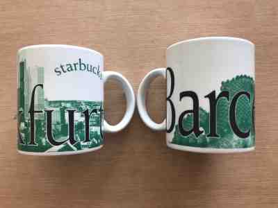 Set of 2 Starbucks Coffee City Mug Collector Series Barcelona & Frankfurt  - Sold on eBay Jan, 4th 2019 for $29.99