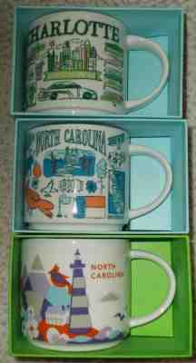 Starbucks Been There & YAH Series Mugs Set Charlotte & North Carolina - Sold on eBay Feb, 2nd 2019 for $57.00