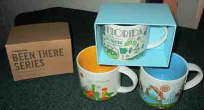 Lot of 3 NEW Starbucks Coffee Mugs Cup 14 oz Florida, Dallas, Utah - Sold on eBay Feb, 14th 2019 for $20.50