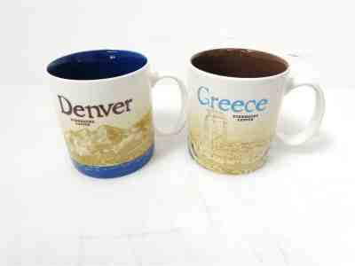 Starbucks Collector's Series Denver + Greece 16 fl. oz Coffee Mugs - Sold on eBay Feb, 4th 2019 for $16.50