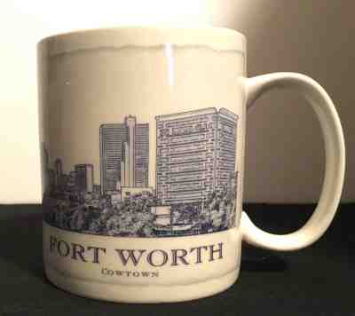 STARBUCKS MUG VINTAGE MINT ARCHITECTURE 2008 FORT WORTH COW TOWN 18 OZ. - Sold on eBay Dec, 13th 2018 for $28.00