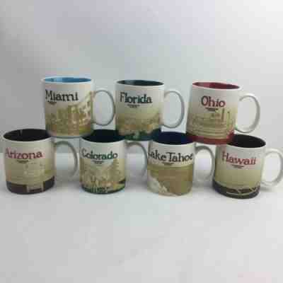 Starbucks Cups Mugs Miami Florida Arizona Colorado Lake Tahoe Hawaii Ohio Lot 7 - Sold on eBay Feb, 6th 2019 for $59.99