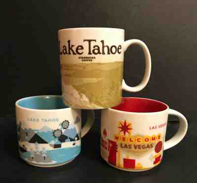 3 STARBUCKS NEVADA CERAMIC MUGS - 2 LAKE TAHOE & 1 LAS VEGAS - YAH - Sold on eBay Feb, 4th 2019 for $35.00