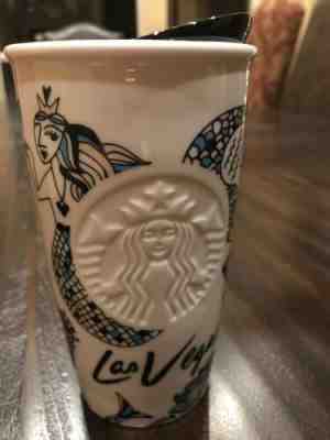 Starbucks Las Vegas Mermaid Travel Tumbler Mug Ceramic lid 2015 12 ounce NEW - Sold on eBay Feb, 11th 2019 for $24.99