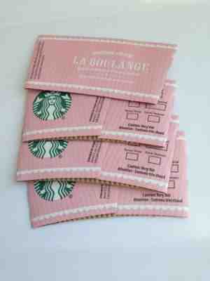 Starbucks Pink LA BOULANGE Paper Cup Sleeves, Lot of 4, Collectible - Sold on eBay Feb, 14th 2019 for $4.15