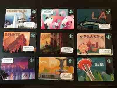 Starbucks Card Lot of 9 New York, Miami, orlando, Seattle, LA, California & More - Sold on eBay Feb, 7th 2019 for $20.00