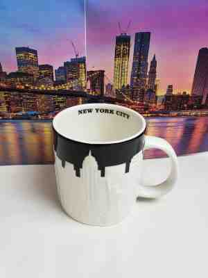 Starbucks New York Coffee Mug Cup NYC Skyline Yellow Taxi Black White Relief - Sold on eBay Feb, 8th 2019 for $21.99