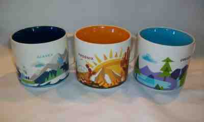 Starbucks You Are Here Coffee Cups Mugs Alaska Oregon Phoenix Lot of 3 - Sold on eBay Jan, 27th 2019 for $35.99