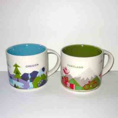 2 STARBUCKS coffee tea mugs PORTLAND OREGON You Are Here 2016  - Sold on eBay Feb, 10th 2019 for $29.99