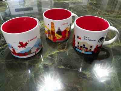 3 Starbucks Collector Mugs: You Are Here Canada, Austin, and San Antonio - Sold on eBay Jan, 14th 2019 for $28.00
