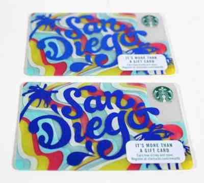 STARBUCKS SAN DIEGO CARD NEW PALM TREE BLUE METALLIC 2 CARDS LOT NEW - Sold on eBay Feb, 11th 2019 for $9.99