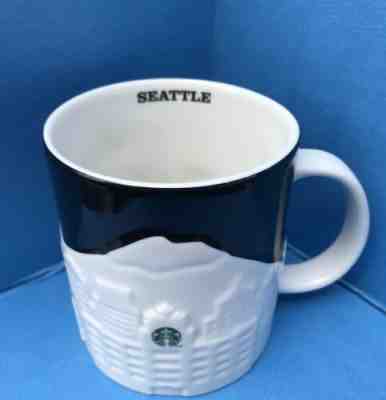 Starbucks Seattle 2012 Relief Mug Embossed Skyline City Space Needle Ferry Boat - Sold on eBay Jan, 20th 2019 for $24.95
