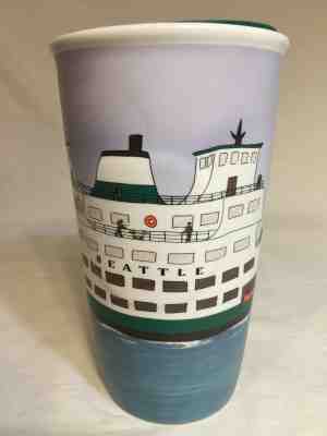 RARE 2016 STARBUCKS MATTE CERAMIC SEATTLE WASHINGTON FERRY TRAVEL TUMBLER TAGS - Sold on eBay Jan, 13th 2019 for $33.98