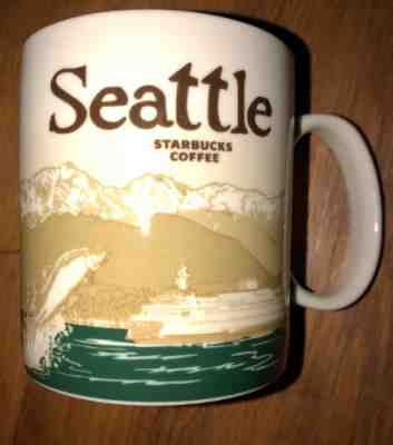Starbucks Global Icon Series Mug SEATTLE Cup 16oz FERRY WHALE SPACE NEEDLE - Sold on eBay Jan, 4th 2019 for $24.99