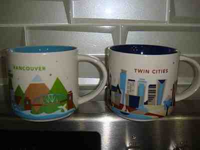 Pair of Starbucks You Are Here Mugs. Vancouver & Twin Cities - Sold on eBay Jan, 20th 2019 for $19.99
